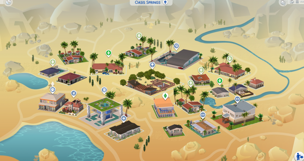 Jargon - the Oasis Springs world in TS4 differs greatly from a world in Second Life