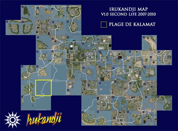 Aerial map showing location of Plage de Kalamat in the west Irukandji Ocean.